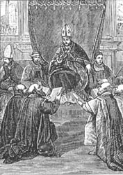 Pape Klement V. na koncilu ve Vienne